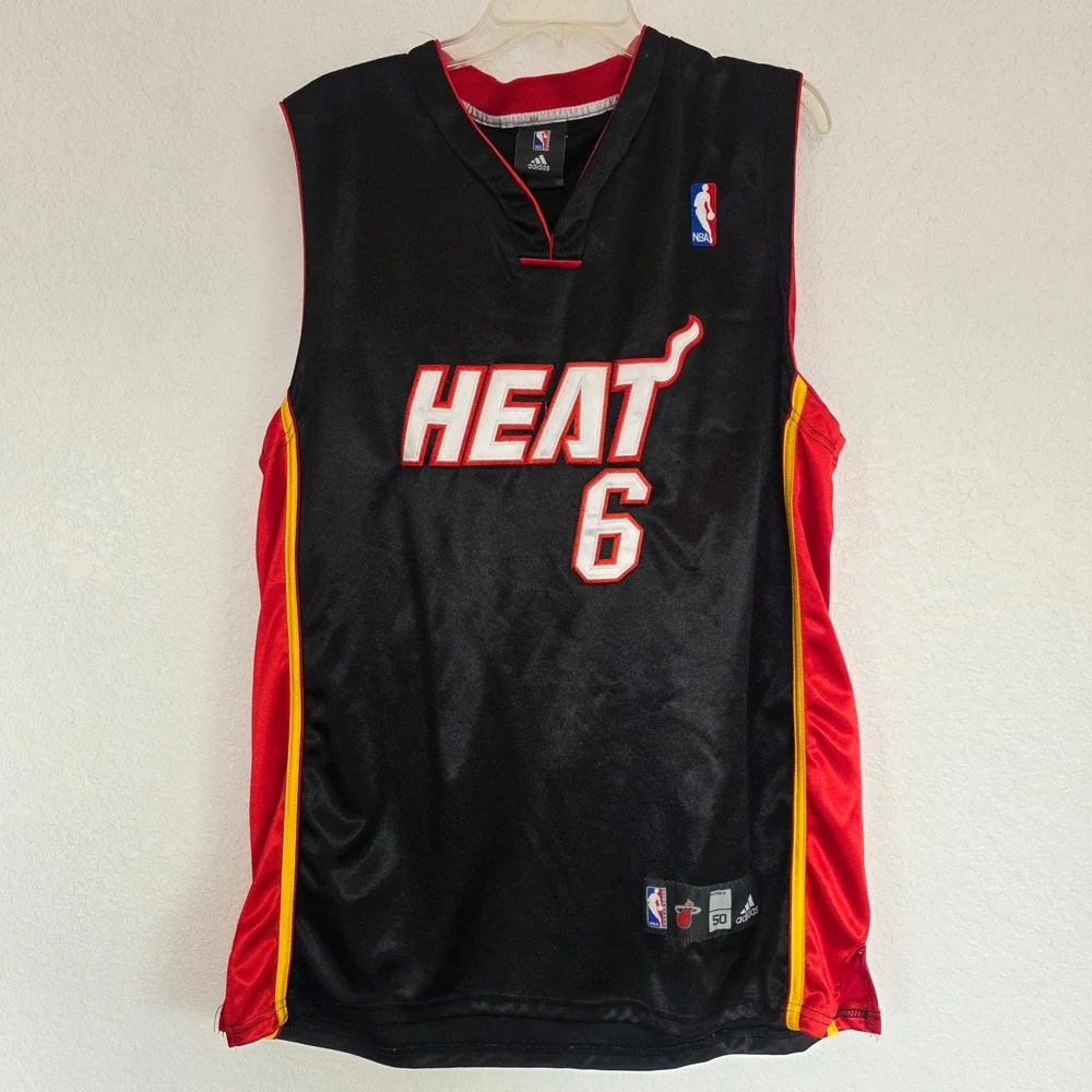 LeBron James Miami Heat Adidas Basketball Jersey‎ Mens Size 50 Black Red